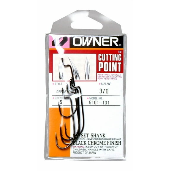 Owner 5101-131 Offset Shank Worm Hook 5 per Pack Size 3/0 Fishing Hook