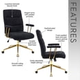 thumbnail image 3 of Office Chairs Textured Boucle Fabric Black and Gold Office Chair, Modern Height Adjustable Desk Chair with Padded Arms,Ergonomic Office Chairs, 3 of 9