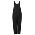 thumbnail image 5 of Women's Plus Size Overalls Casual Jumpers Loose Solid Color Dungarees Romper Baggy Playsuit Cotton And Linen Sleeveless Jumpsuit on Clearance, 5 of 6