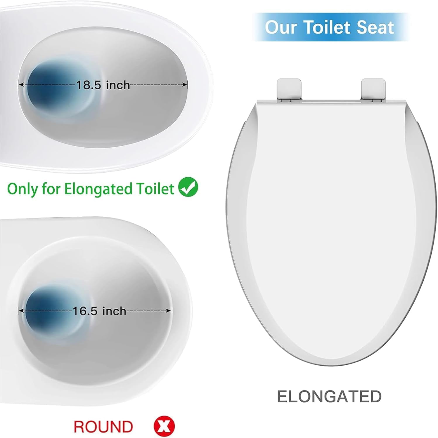 19" Elongated Toilet Seat with Built-In Potty Training Seat - Soft Quiet-Close Lid & Non-Slip Design, Magnetic Kids Training Seat for Easy Install & Clean, White