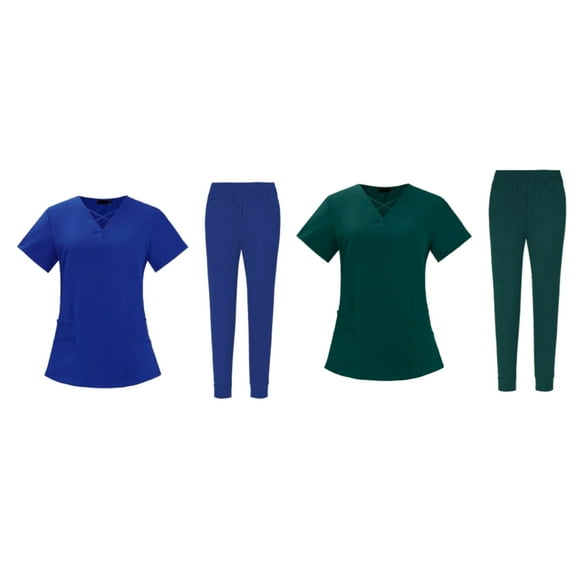 Enfermería Scrub Set Top Pantalones Transpirable Trabajo Uniforme para Enfermera Yoga Jogger