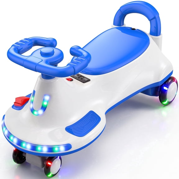 Electric Wiggle Car for Kids with Bluetooth Music & LED Lights – 12V Battery Powered Ride On Toy with Smooth Steering & Wide Seat – Indoor/Outdoor Drift Car for Toddlers Ages 3-8