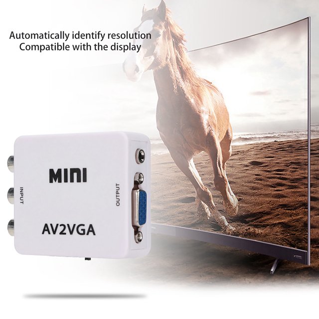 Ejoyous Video Converter, 480P Mini AV to VGA Composite TV Decoder Adapter Audio Video Converter with USB Power Cable