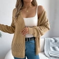 thumbnail image 5 of Wyobums Women's Cardigan Sweaters Fall Long Sleeve Crochet Eyelet Open-Front Cardigan Lightweight Loose Knitted Sweater A-Khaki, 5 of 8
