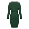 thumbnail image 4 of Fesfesfes Women Dress Temperament Solid Color Long Sleeves V-Neck Irregular Ruffled Dress, 4 of 7