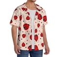 thumbnail image 4 of Vsdgher Red Ladybug Print Men's Wrinkle Free Untucked Cuban Shirt Business Casual Button Down Shirts Short Sleeve Shirt, 4 of 7
