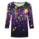 thumbnail image 5 of RKSTN Mardi Gras 3/4 Length Sleeve Womens Tops Oversized Crewneck Carnival Mask Print 3/4 Sleeve T Shirt Womens Casual Round Neck Tuesday Carnival Party Short Sleeve Tee Shirt Spring Summer Clothes, 5 of 6