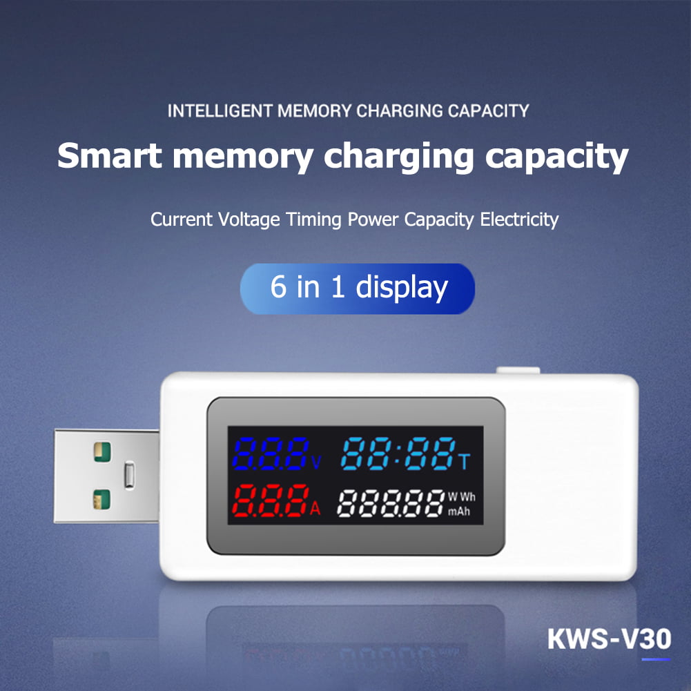 *DC Black KWS-V30 6 in 1 USB Tester DC Voltage Power Timing Capacity Detector 