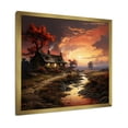 thumbnail image 2 of Designart "Cottage Sunset Tranquility by the Lake I" Landscapes Framed Wall Art Decor - Coastal Orange Landscape Cottage Entryway Framed Wall Art, 2 of 6