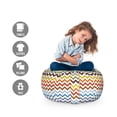 thumbnail image 2 of Chevron Storage Toy Bag Chair, Chevron Pattern Easter Day Inspired Zigzag Colorful Design Retro Style Illustration, Stuffed Animal Organizer Washable Bag, Large Size, Multicolor, by Ambesonne, 2 of 3