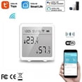 thumbnail image 2 of Termómetro higrómetro inteligente con WiFi y sensor de temperatura y humedad con Bluetooth y luz de fondo para interiores y exteriores, control mediante aplicación Tuya (blanco), 2 of 5