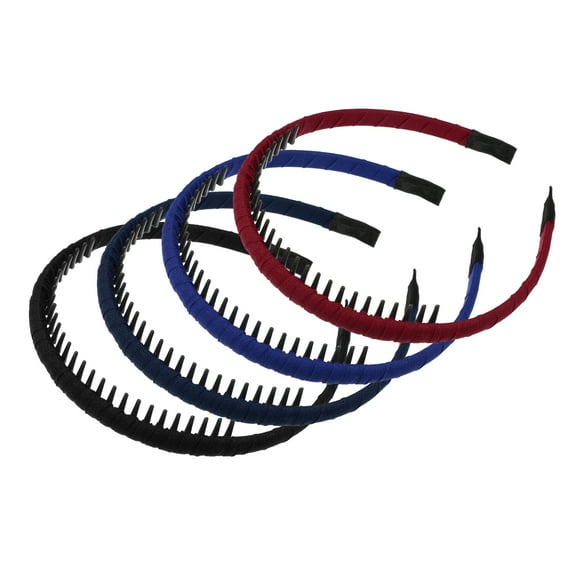 Vocoste 4 Pcs Women Teeth Comb Headbands Hair Hoop Wine Red Black Blue Navy Blue 4.72"x0.63"