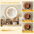 thumbnail image 4 of Modern Makeup Table Adjustable LED Mirror Lights Solid Wood Legs 4 Drawers & 3 Shelves White Oak Vanity Desk Beauty Storage Organizer, 4 of 7