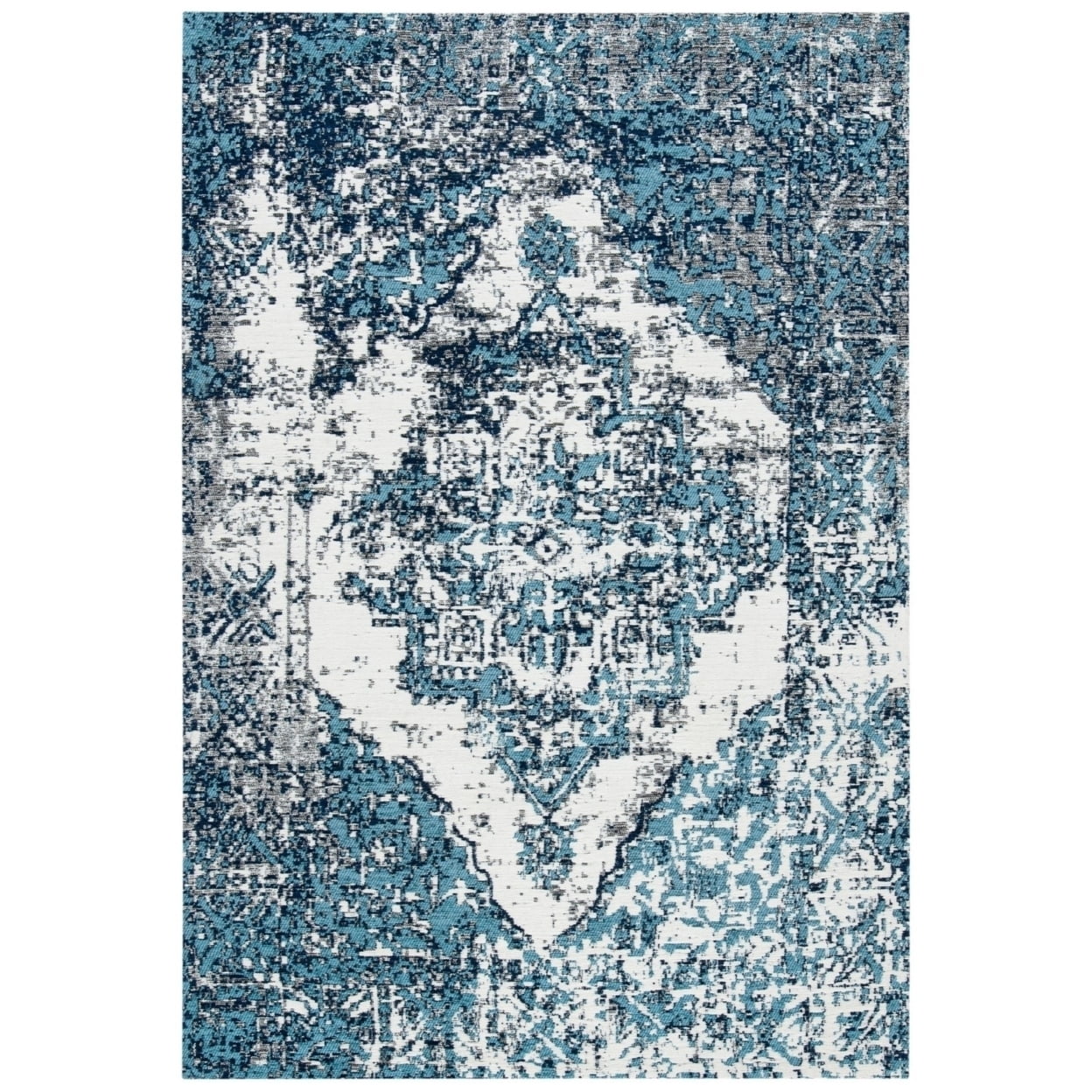 SAFAVIEH Classic Vintage Giuseppe Overdyed Runner Rug, Blue/Ivory, 2'3" x 8'