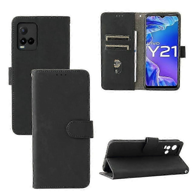 Compatible With Vivo Y21/ Y21s/ Y33s Premium Pu Leather Flip Folio Case With Card Slot Built-in Magnet Wallet Cover