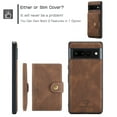 thumbnail image 6 of Back Wallet Case for Google Pixel 7 Pro with Detachable Card Slots Holder Magnetic Closure Cover, Premium PU Leather Slim Kickstand Soft Silicone Shockproof Lens Protective Case,Brown, 6 of 7
