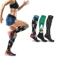 thumbnail image 4 of Glow in the Dark Sport Compression Socks - Knee High Performance Socks for Running, Athletics, Travel, and Pregnancy - Improved Circulation & Support for Men and Women - 3 Pair, 4 of 6