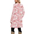 thumbnail image 5 of Women's Fashion Casual Dress with Pockets, Decorative Buttons, Christmas Prints, Round Neck and Long Sleeves for Practical Holiday Wear,Pink,S, 5 of 6