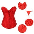 thumbnail image 3 of LEKODE corset tops for women western corset top denim bustier mens shawl Women's Lace Corset Satin Corset Cutting Push-up Belt Waist Trainer Burner Red M, 3 of 9