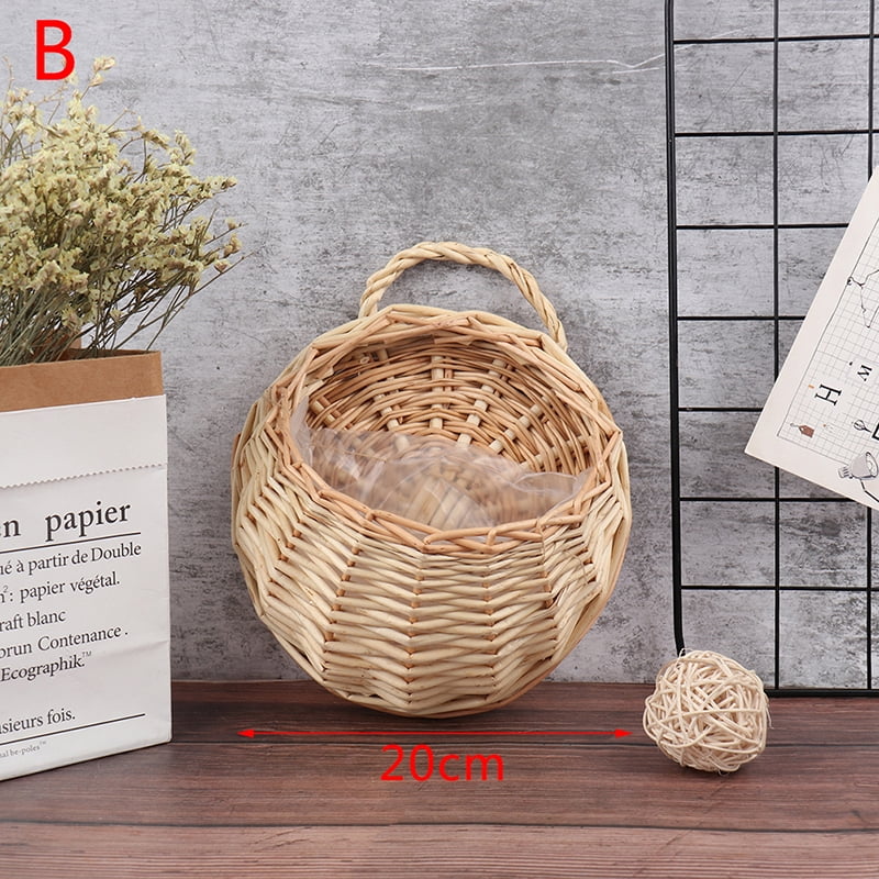 20 x 14" Natural Wicker Hanging Basket Lined 35cm Rattan Willow Flower Planter 