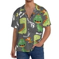 thumbnail image 3 of KLL Cartoon Dinosaurs Print Men's Shirt Short Sleeve Button Down Summer Cuba Beach Shirts- XX-Large, 3 of 7