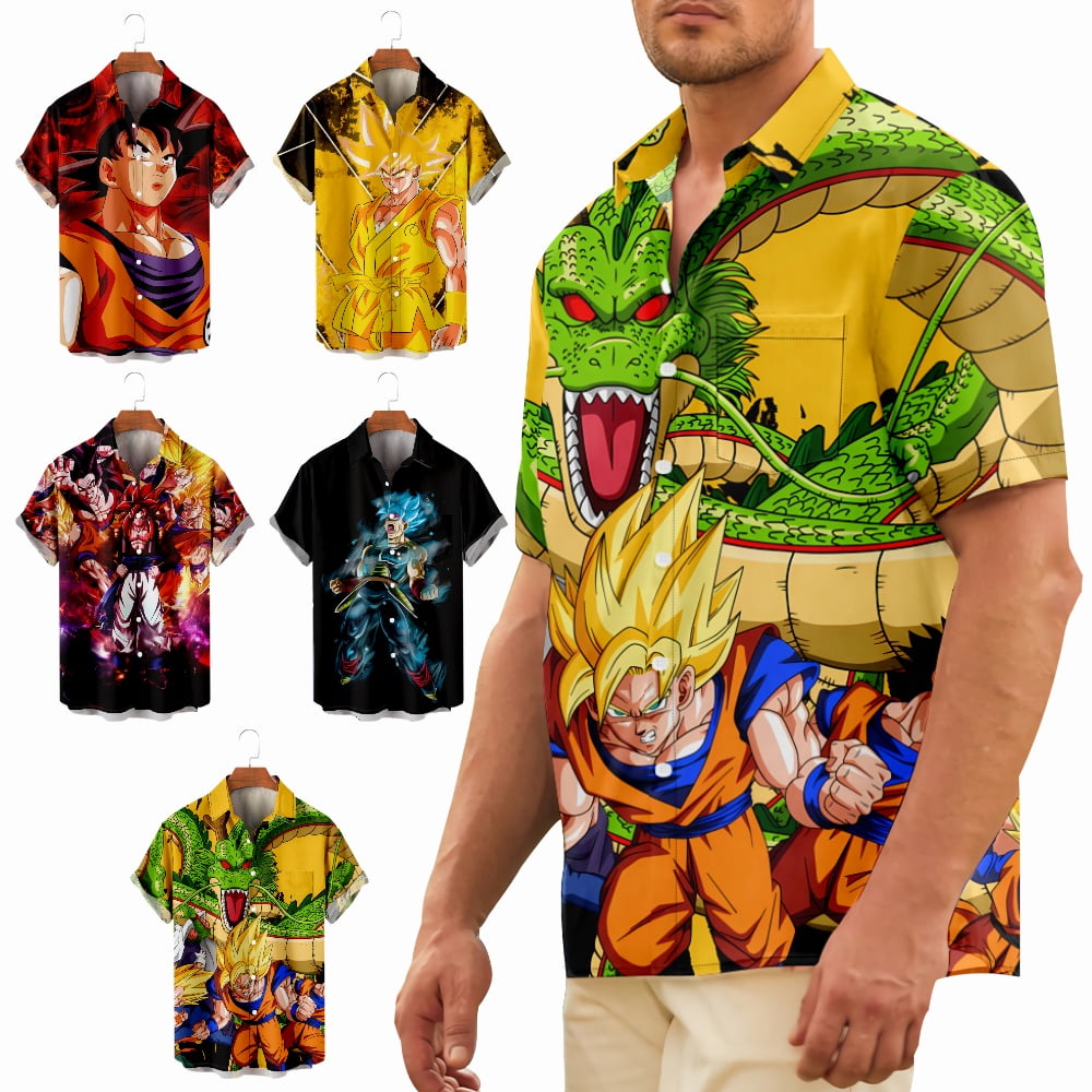 Anime Dragon BallToddler Boys Short Sleeve Button Down Hawaiian Shirts