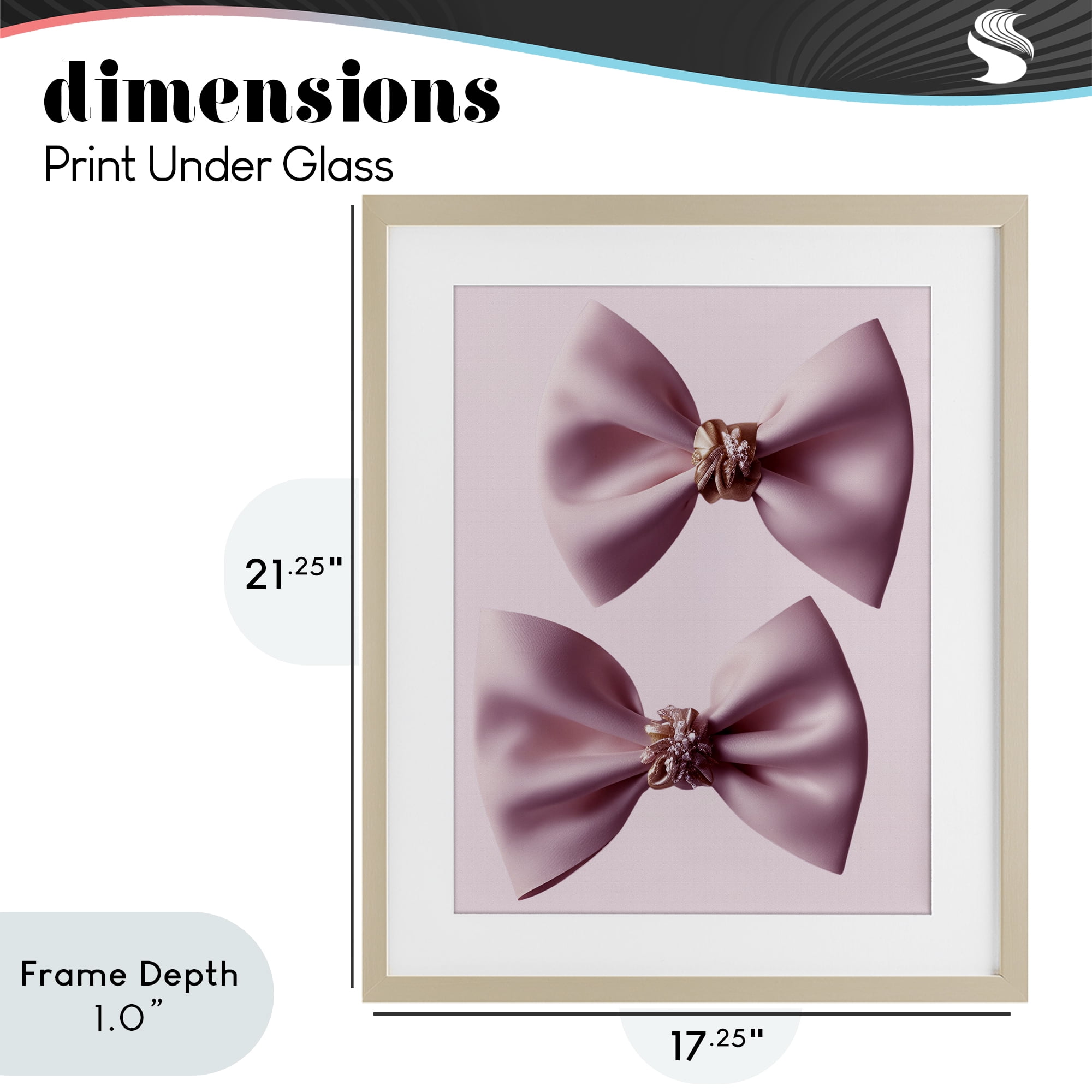 Stupell Industries Elegant Bows with Glam Details Birch Framed Print Under Glass, design by Jesse Keith