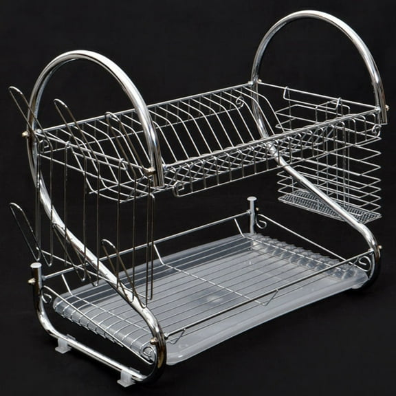 Masteelf 2 -Tier Double-layer Dish Storage Rack Drying Dishes Racks Silver