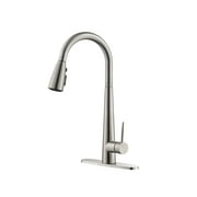 CLEARANCE! Kitchen Faucet with Pull Down Sprayer Brushed Nickel, High Arc Single Handle Kitchen Sink Faucet with Deck Plate, Commercial Modern Stainless Steel Kitchen Faucets