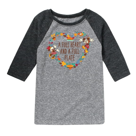 Mickey & Friends - A Full Heart And A Full Plate - Toddler and Youth Raglan Graphic T-Shirt