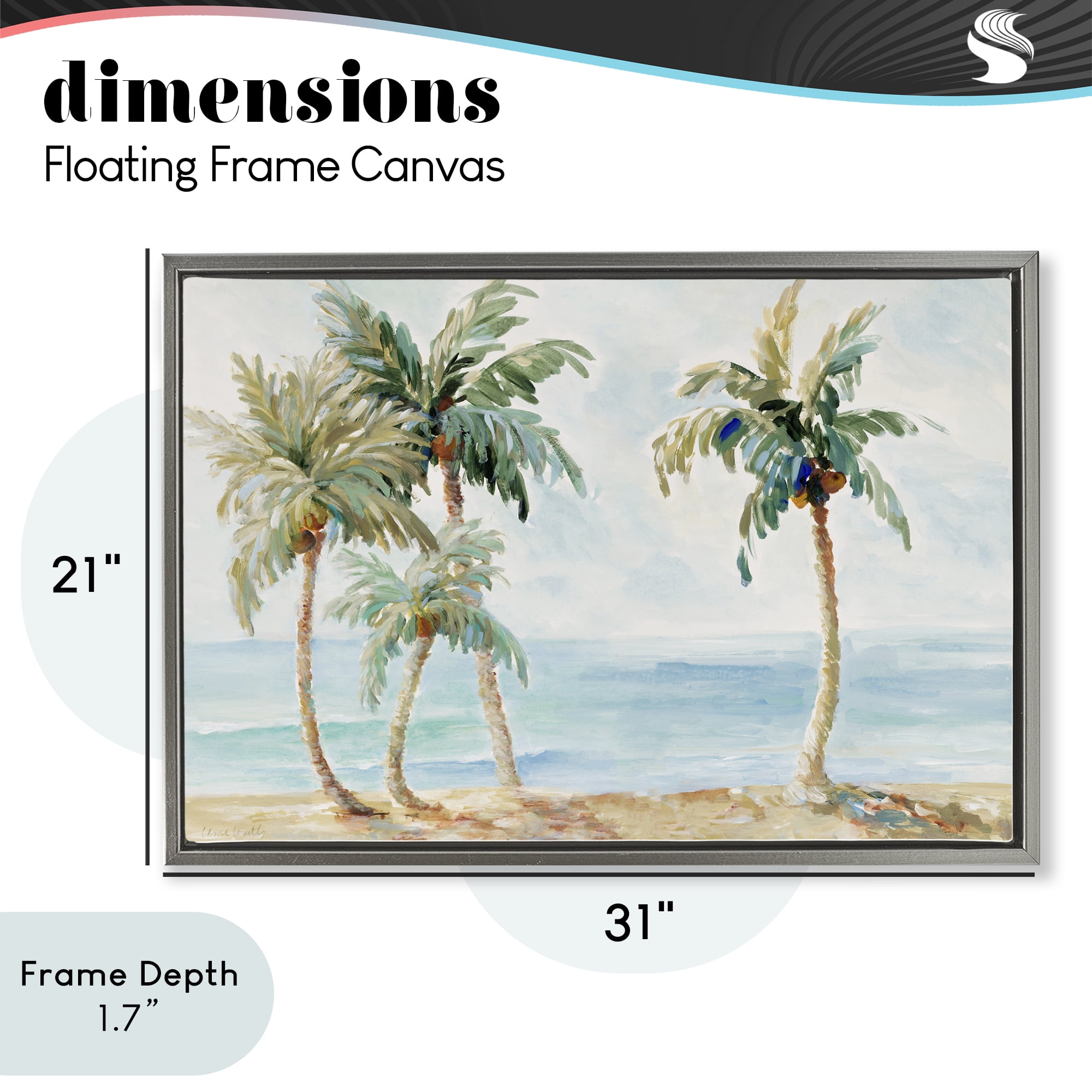 Stupell Industries Palm Trees in Paradise Gray Framed Floater Canvas Wall Art, design by Lanie Loreth