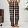 thumbnail image 4 of Men Pajama Pants Plaid Stretch Comfy Lounge Pants Drawstring Waist Sleep Bottoms with Pockets Halloween Christmas Loose Fit Pj Bottoms (11-Brick Red, XX-Large), 4 of 6