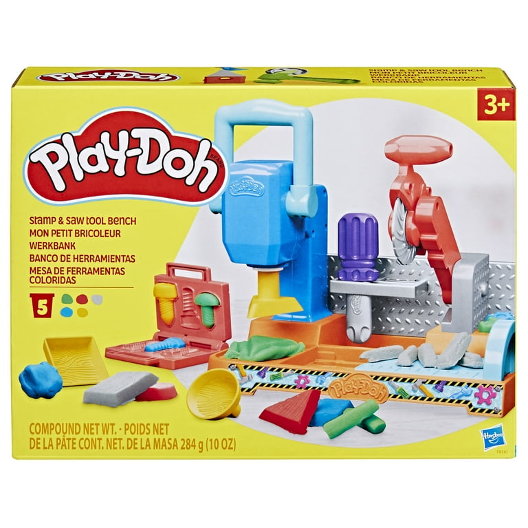 Play-Doh Stamp Saw Tool Bench Playset, Construction Toys for