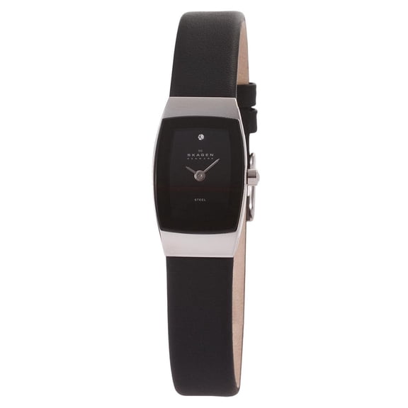 Skagen Women's 271SSLB Denmark Black Dial Leather Strap Quartz Watch