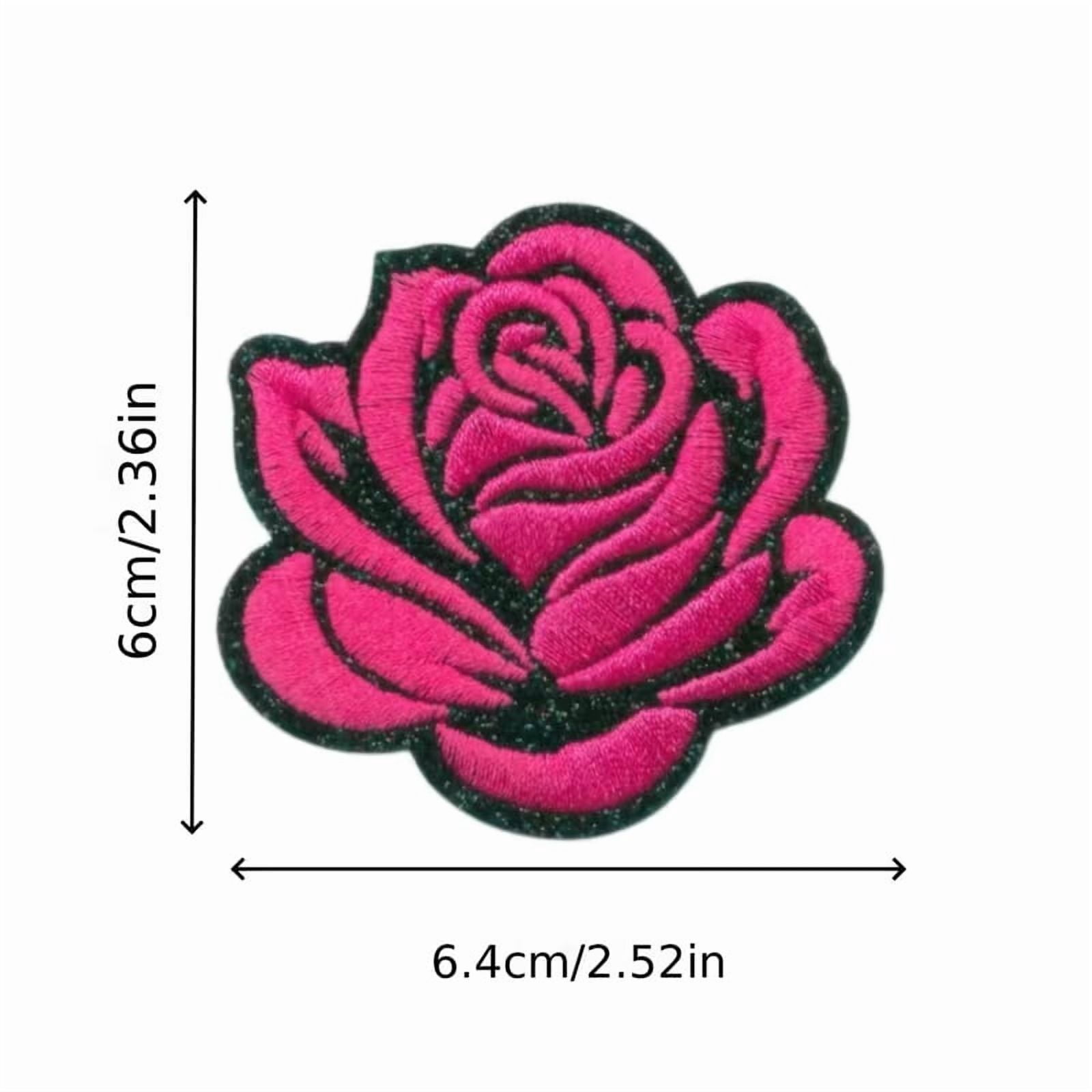 3pcs Dark Rose Embroidery Patch Stickers - DIY Iron-On or Sew-On Decorative Patches with Shiny Black Edge