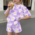 thumbnail image 4 of Eltusu Girls Summer Outfit Sets, Plaid Short Sleeve Casual T-Shirts and Shorts Sets Multicolor Size 8T, 4 of 5