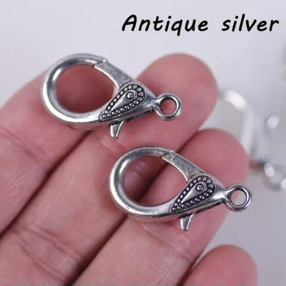 U8MO Tibetan Silver 5pcs 31x17mm Loose Metal Lobster Clasp for Jewelry Making-Antique Silver