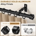 thumbnail image 3 of HEI DEAR 1" Adjustable Black Curtain Rod Heavy Duty 36-144" with Solid Aluminum Finial, 3 of 9