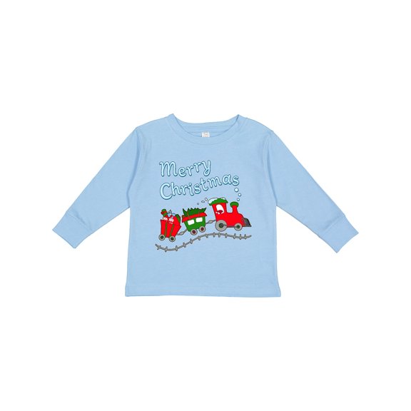Inktastic Merry Christmas Train with Presents Boys or Girls Long Sleeve Toddler T-Shirt