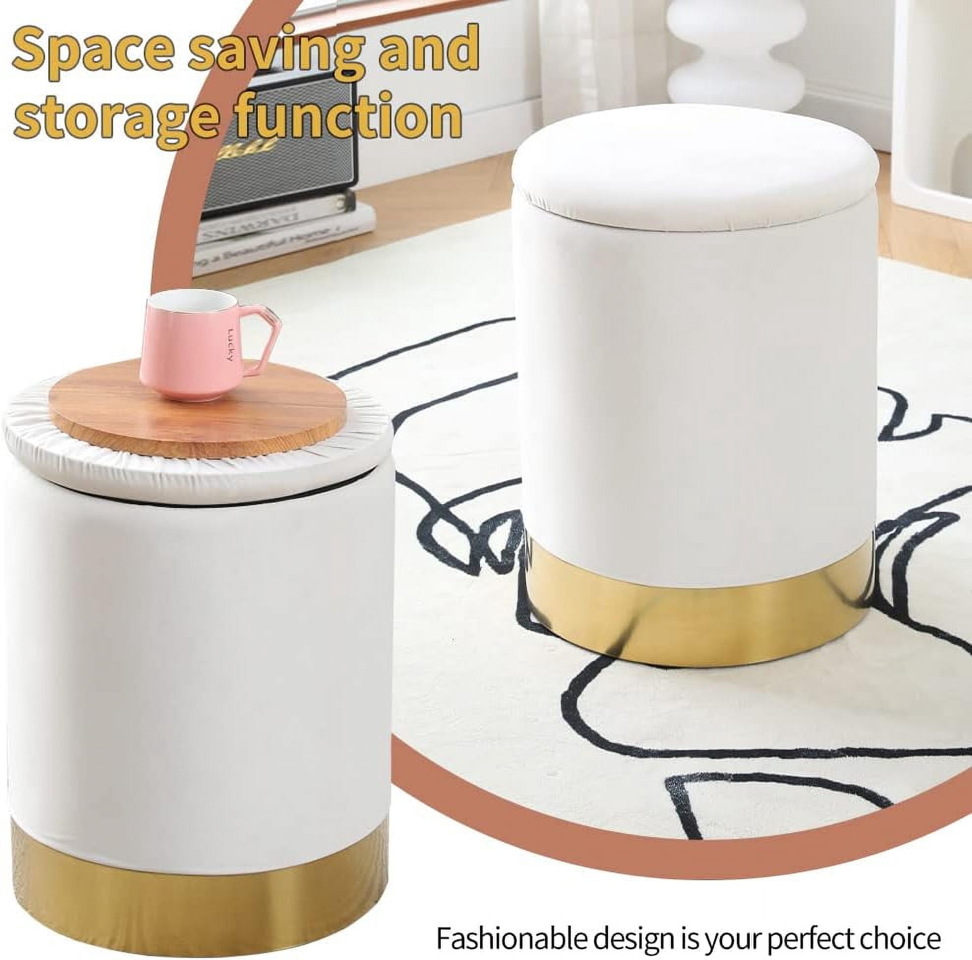 Mxfurhawa Cream Velvet Multipurpose Storage Ottoman