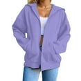 thumbnail image 3 of Hoodie Woman Purple Zip Up Hoodie for Women Long Sleeve Tops Casual Pullover Hoodie Fall Hoodies XL, 3 of 9