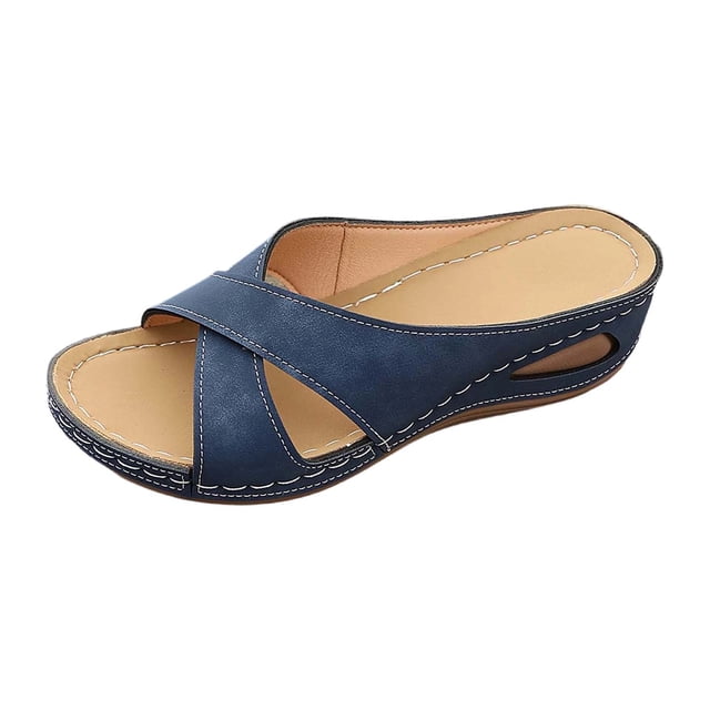 Platform Slide Sandals Upper Casual Summer Beach Slippers Comfortable Sole Polyester Material Lightweight Non Slip