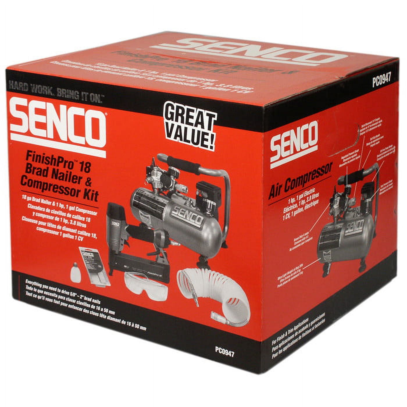SENCO PC0947 FinishPro 18 Gauge Brad Nailer and 0.5 HP 1 Gallon Oil Free Hand Carry Air Compressor Combo Kit Walmart