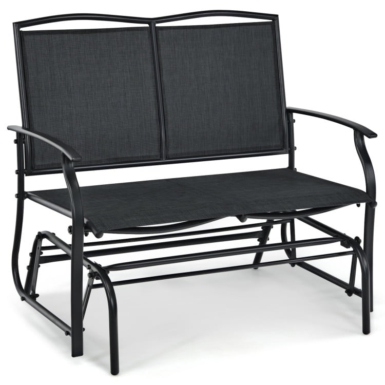 Aimee Lii Outdoor Double Chair, Patio Glider Bench, Porch, Backyard, Sturdy, Black Aimee Lii Outdoor Double Chair, Patio Glider Bench, Porch, Backyard, Sturdy, Black