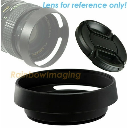 Image of Fotasy 43mm Metal Vented Tilted Curved Hood 43 mm Hood for Nikon Nikkor Sony Canon Pentax lens + Front Snap on Cap