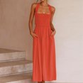 thumbnail image 3 of Vestido sin espalda para mujer Vestido largo de vacaciones con cintura elástica alta y elegante informal ajustado, 3 of 6