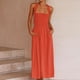 thumbnail image 3 of Vestido sin espalda para mujer Vestido largo de vacaciones con cintura elástica alta y elegante informal ajustado, 3 of 6