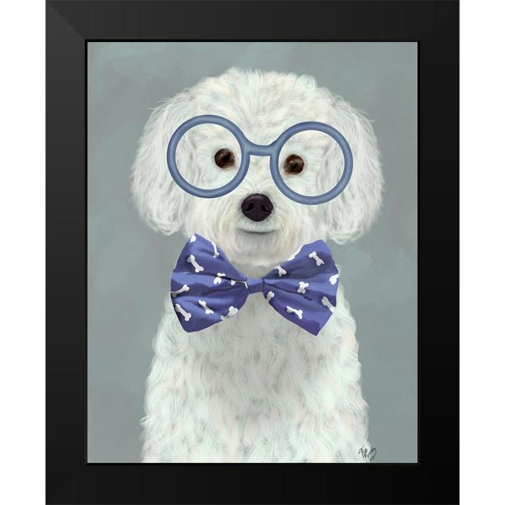 Fab Funky 15x18 Black Modern Framed Museum Art Print Titled - Bichon Frise with Glasses and Bow Tie - image 2 of 5