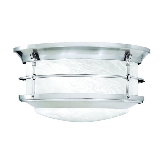 Atlas Lighting and Home 2-Light Outdoor Flush Mount Ceiling Light Fixture - 11.25" - Brushed Nickel
