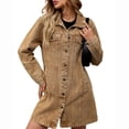 thumbnail image 2 of SuTry Women's Longline Denim Jacket Oversized Collared Button Down Chest Flap Pockets Side Slit Long Sleeve Relaxed Fit Casual Daily Wear Spring Outings Outerwear, 2 of 5